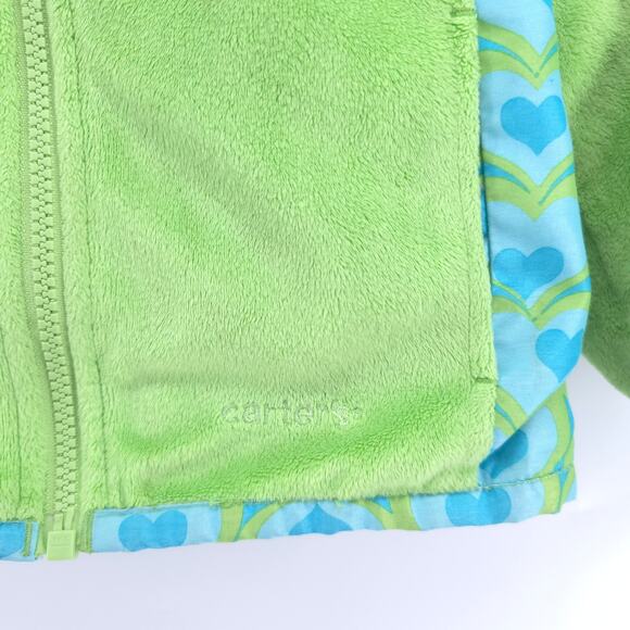 Carters Girl Toddler Reversible Jacket Green & Blue Geometric Heart Pattern 4T - Picture 5 of 10
